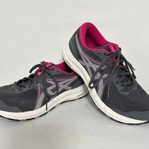 ASICS Running Shoes Womens Size 8.5 Gray Pink GEL-CONTEND 7 Low Top Sneakers